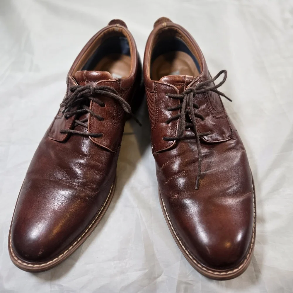 Steve Madden Oakes Men's Brown Leather Derby Dress Shoes Size 13 Lace Up Comfort
